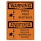 Signmission OSHA WARNING Sign, Pinch Point Keep Back Bilingual, 18in X 12in Aluminum, 12" W, 18" L, Landscape OS-WS-A-1218-L-12758 - alternate 1